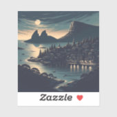 Mondbeschienener Hafen Aufkleber (Blatt)