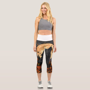 Mondbeschienener heulender Wolf-Gothic-Halloween-S Capri Leggings
