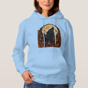 Mondbeschienener heulender Wolf-Gothic-Halloween-S Hoodie