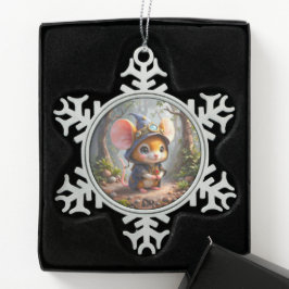 Mondbeschienener Hüter der kleinen Wunder. Schneeflocken Zinn-Ornament