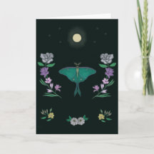 Mondbeschienener Luna-Motten-Garten 5x7 Grußkarte