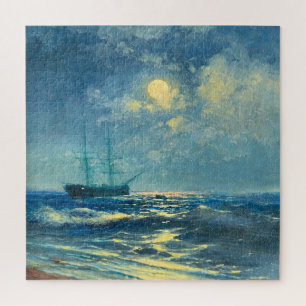 Mondbeschienener Meerblick, Kunstmalerei Puzzle
