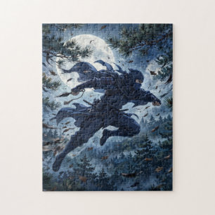 Mondbeschienener Ninja im Wald Puzzle