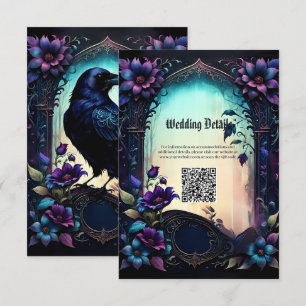 Mondbeschienener Rabe Gothic Floral Hochzeitssu Begleitkarte