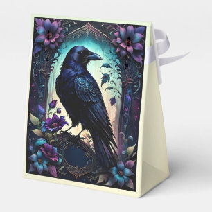 Mondbeschienener Rabe   Gothic Floral Hochzeitssui Geschenkschachtel