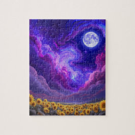 Mondbeschienener Sonnenblumen-Himmel-Puzzle Puzzle