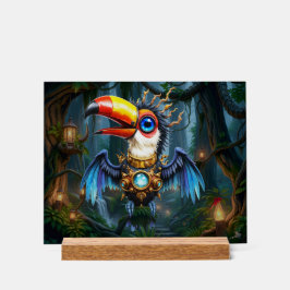 Mondbeschienener Steampunk-Tukan.  Acrylschild