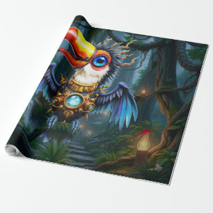 Mondbeschienener Steampunk-Tukan.  Geschenkpapier