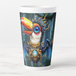 Mondbeschienener Steampunk-Tukan.  Milchtasse