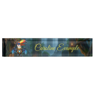 Mondbeschienener Steampunk-Tukan.  Namensplakette