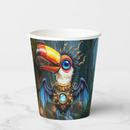 Mondbeschienener Steampunk-Tukan.  Pappbecher