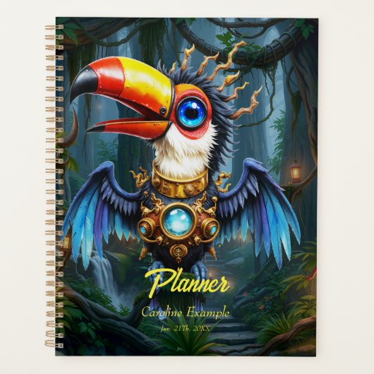 Mondbeschienener Steampunk-Tukan.  Planer (Vorderseite)