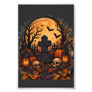 Mondbeschienener verlassener Friedhof Gothic Hallo Fotodruck