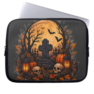 Mondbeschienener verlassener Friedhof Gothic Hallo Laptopschutzhülle