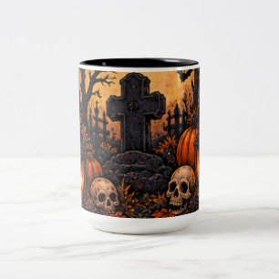 Mondbeschienener verlassener Friedhof Gothic Hallo Zweifarbige Tasse