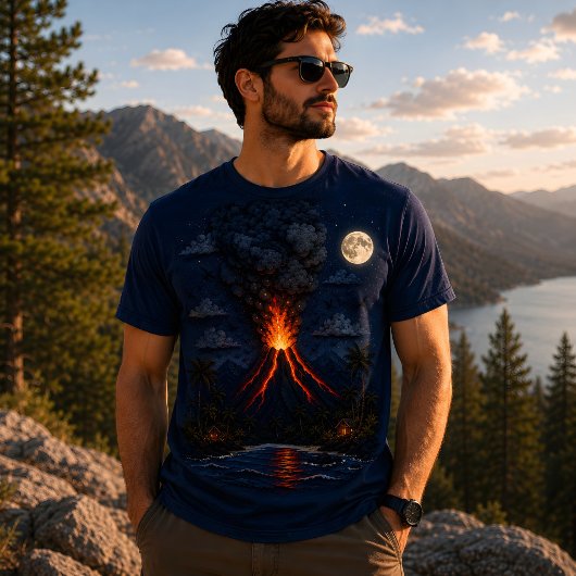 Mondbeschienener Vulkan T-Shirt