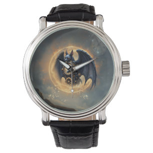 Mondbeschienener Zeitwächter – Steampunk-Fledermau Armbanduhr