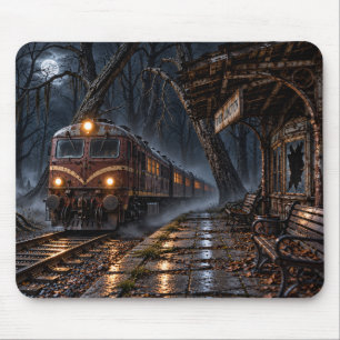 Mondbeschienener Zug am Flussknotenpunkt — Dark Ra Mousepad