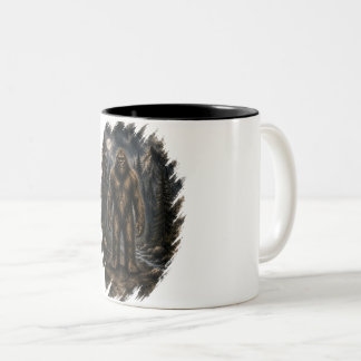 Mondbeschienenes Bigfoot Lose Wasserfarben Wald Kr Zweifarbige Tasse