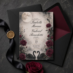 Mondbeschienenes Gothic-Hochzeit mit schwarzen Sch Einladung