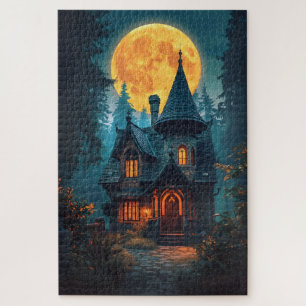 Mondbeschienenes Hexenhaus-Puzzle Puzzle