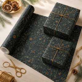 Mondbeschienenes Jul-Botanik-Winter-Verpackungspap Geschenkpapier