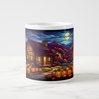 Mondbeschienenes Kürbisfeld und Hütte Jumbo-Tasse