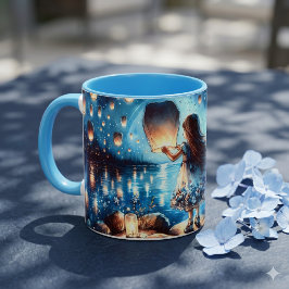 Mondbeschienenes Laternen-Seen-Mädchen Tasse