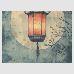 Mondbeschienenes Laternen-Sumi-E-Aquarell (1) Seidenpapier