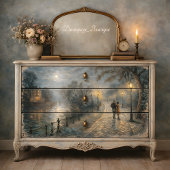 Mondbeschienenes Paar beim Spaziergang auf dem Flu Seidenpapier