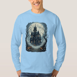 Mondbeschienenes Spukhaus Nacht Druck T-Shirt