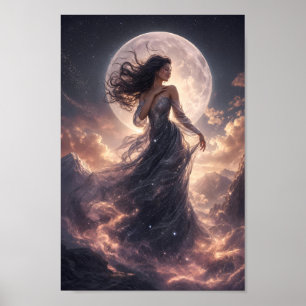 Mondbeschienenes Sternenlicht-Gnaden-Fantasy-Wandp Poster