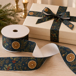 Mondbeschienenes Yule-Winter-Botanik-Satinband Satinband