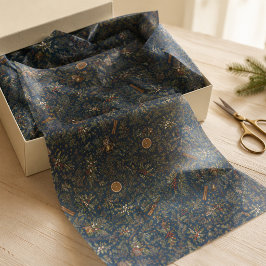 Mondbeschienenes Yule-Winter-Botanik-Seidenpapier Seidenpapier