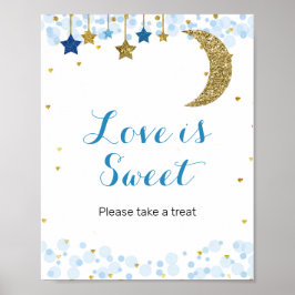 Mondblau Wasserfarbe Liebe ist Sweet Sign Poster