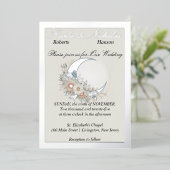 Mondblume aus Weiß, breites Silber Folieneinladung (Stehend vorne)