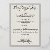 Mondblume aus Weiß, breites Silber Folieneinladung (Rückseite)