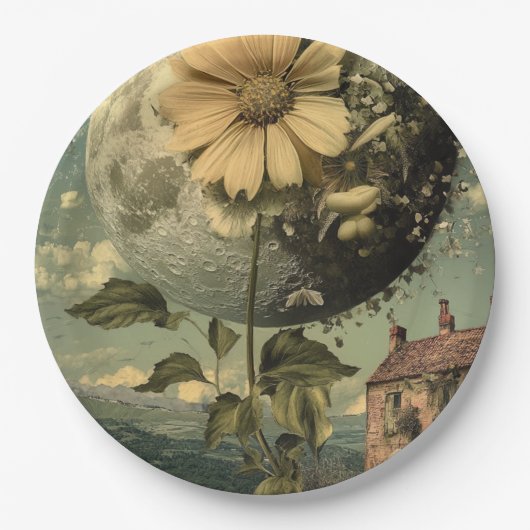 Mondblume & Vintage Charme Pappteller (Vorderseite)