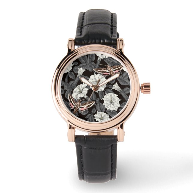 Mondblumen und Sphinx 2 Armbanduhr (Vorderseite)