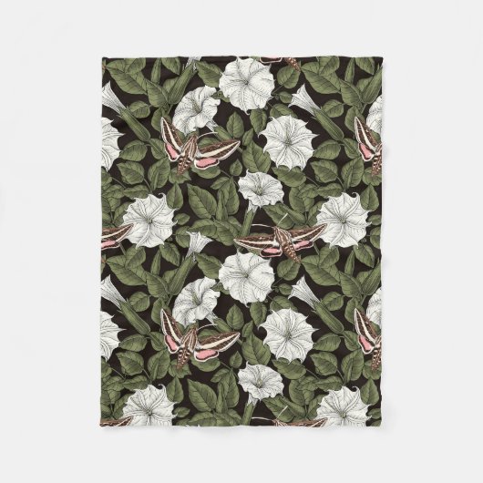 Mondblumen und Sphinxmotten Fleecedecke (Vorderseite)