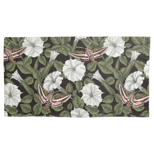 Mondblumen und Sphinxmotten Kissenbezug (Vorderseite-Links)