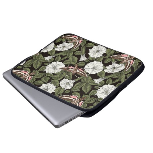 Mondblumen und Sphinxmotten Laptopschutzhülle (Vorne Knopf)