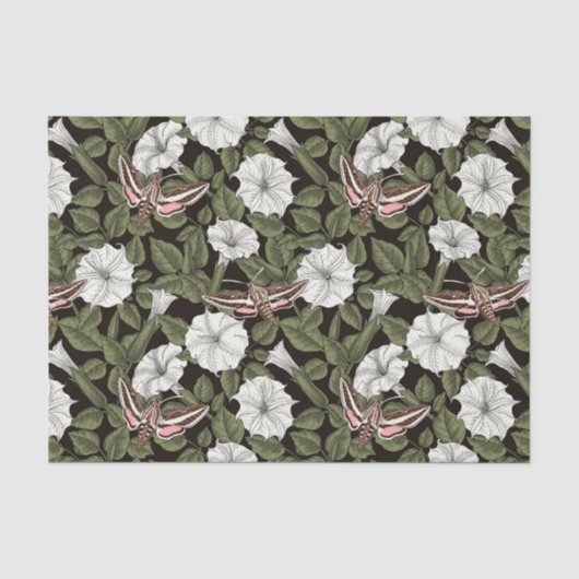 Mondblumen und Sphinxmotten Seidenpapier (Vorderseite)