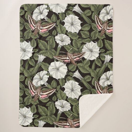 Mondblumen und Sphinxmotten Sherpadecke (Vorderseite)