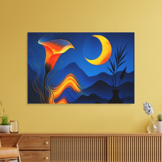 Mondblüte der Wandlung - Stille Kunst Leinwanddruck (Insitu (Wohnzimmer))
