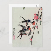 Mondblüten, Schwalben und Pfirsichblüten Postkarte (Vorne/Hinten)