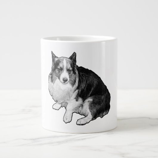 Monddot Corgi Sips Jumbo-Tasse (Vorderseite)