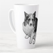 Monddot Corgi Sips Milchtasse (Linke Ecke)