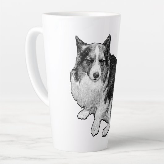 Monddot Corgi Sips Milchtasse (Linke Ecke)