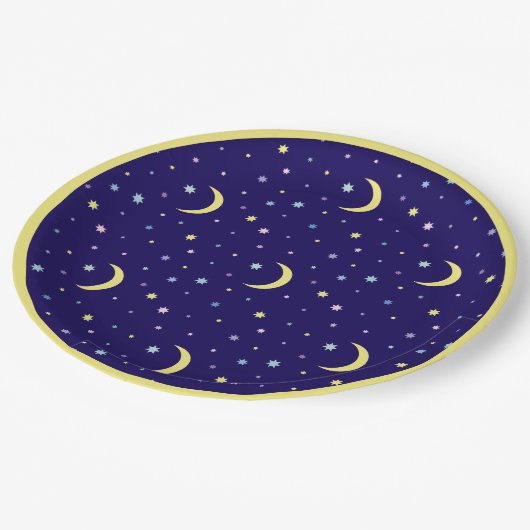 Monde und Sterne. Pappteller (Schrägansicht)